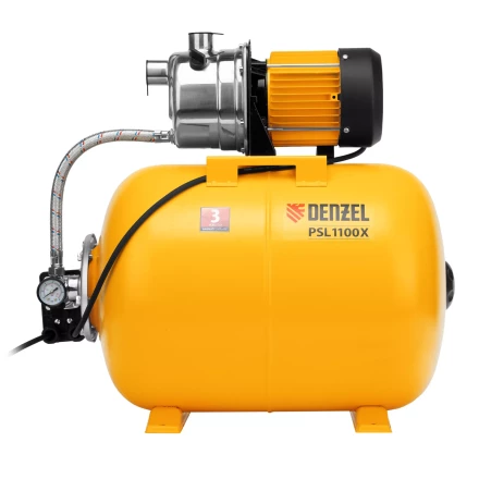Насосная станция Denzel 97311, PSL1100X, 1100 Вт, 3600 л/ч, ресивер 50 л, подъем 45 м, нержавейка купить в Уфе