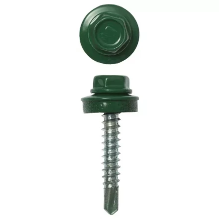 Саморезы ЗУБР &quot;ПРОФЕССИОНАЛ&quot; окраш., RAL 6002 зелен. лист, для крепл. кров. матер. к дерев. обреш., 4.8х29мм, 2500шт 4-300310-48-029-6002 купить в Уфе