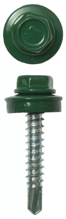 Саморезы ЗУБР &quot;ПРОФЕССИОНАЛ&quot; окраш., RAL 6002 зелен. лист, для крепл. кров. матер. к дерев. обреш., 4.8х29мм, 2500шт 4-300310-48-029-6002 купить в Уфе