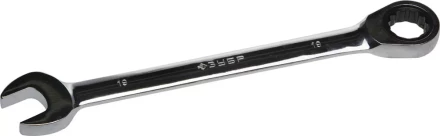 Ключ ЗУБР &quot;ПРОФИ&quot; гаечный комбинированный трещоточный, Cr-V сталь, хромированный, 19мм 27074-19 купить в Уфе