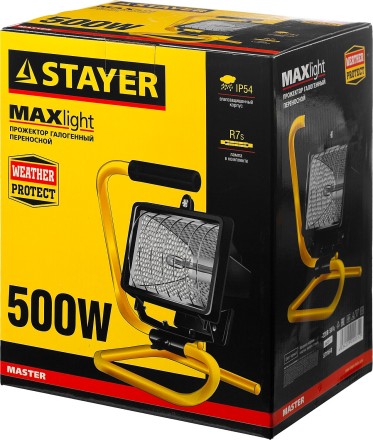 Прожектор STAYER &quot;MASTER&quot; MAXLight галогенный, переносной с подставкой, черный, 500Вт 57116-B купить в Уфе