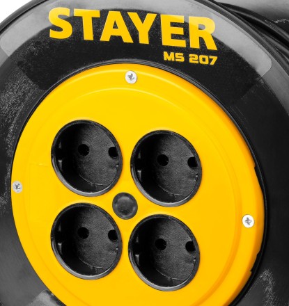 Удлинитель на катушке &quot;MS 207&quot;, 50 м, 2200 Вт, 4 гнезда, ПВС 2x0,75 мм2, STAYER 55073-50 купить в Уфе