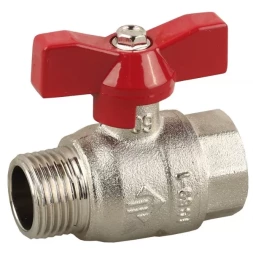 Кран ЗУБР шаровой 1/2" полнопроходной "мама-папа", бабочка, никелированная латунь 51354-N-1/2