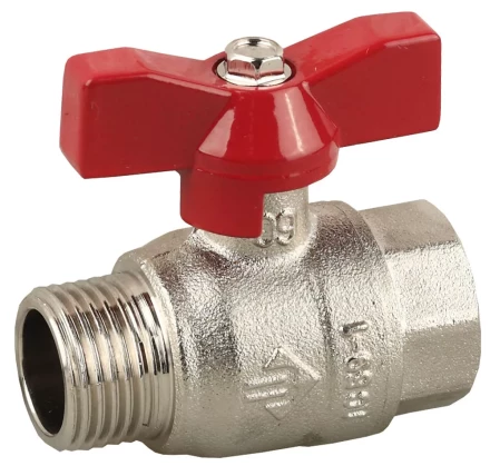 Кран ЗУБР шаровой 1/2&quot; полнопроходной &quot;мама-папа&quot;, бабочка, никелированная латунь 51354-N-1/2 купить в Уфе