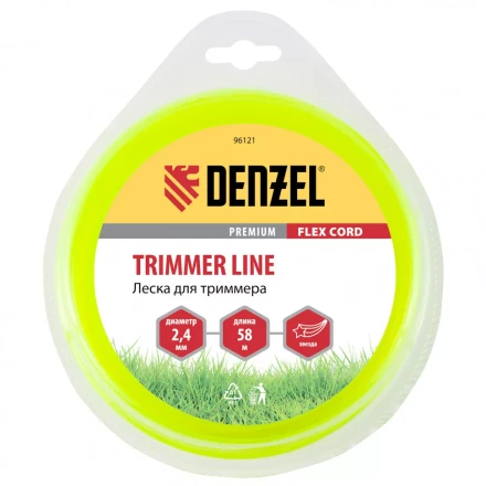 Леска для триммера звезда 2,4 мм х58 м блистер Flex cord Denzel 96121 купить в Уфе