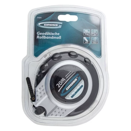 Рулетка геодезическая 20 м х 13 мм GROSS закр. корп. металл. лента нейлон двуст. Шкала 31251 купить в Уфе