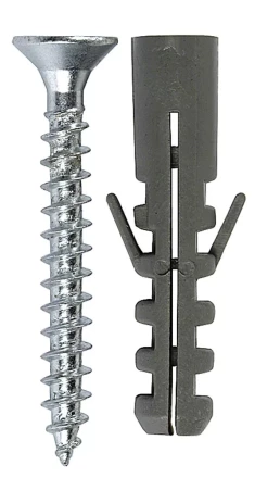 Дюбель ЗУБР полипропиленовый распорный 5,0x25мм с оцинкованным шурупом PZ, 3,0х25мм, ТФ7, 50шт 4-301037-05-025 купить в Уфе