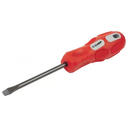 Отвертка ЗУБР "ПРОФИ" хромованадиевая сталь, двухкомпонентная рукоятка, магнит наконечник, SL6,0x100мм 25231-6.0-100_z01 купить в Уфе