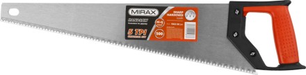 Ножовка по дереву (пила) MIRAX Universal 500 мм, 5 TPI, рез вдоль и поперек волокон, для крупных и средних заготовок 1502-50_z01 купить в Уфе