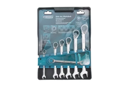 Набор ключей комбинированных с трещоткой, 8 - 19 мм, 7шт., реверсивные, CrV GROSS 14892 купить в Уфе