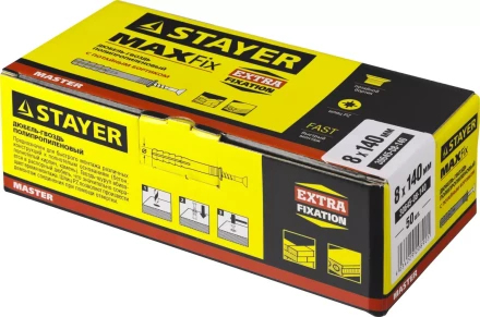 Дюбель-гвоздь полипропиленовый, потайный бортик, 8 x 140 мм, 50 шт, STAYER Master 30645-08-140 30645-08-140 купить в Уфе