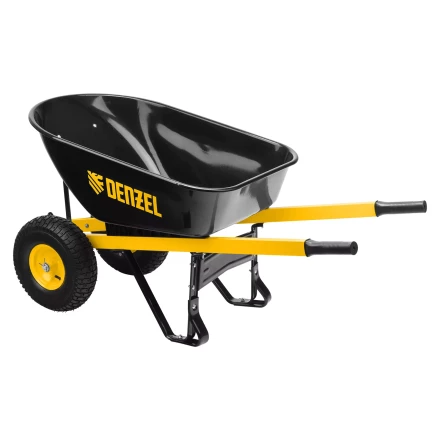 Тачка строительная усиленная объем 140 л 250 кг двухколесная колесо 15х6.00-6 Denzel 69000 купить в Уфе