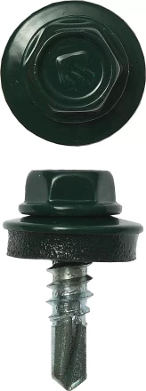 Саморезы ЗУБР &quot;ПРОФЕССИОНАЛ&quot; окраш., RAL 6005 зелен. насыщен., для крепл. кров. матер. к металл. констр., 5.5x19мм, 500шт 4-300315-55-019-6005 купить в Уфе