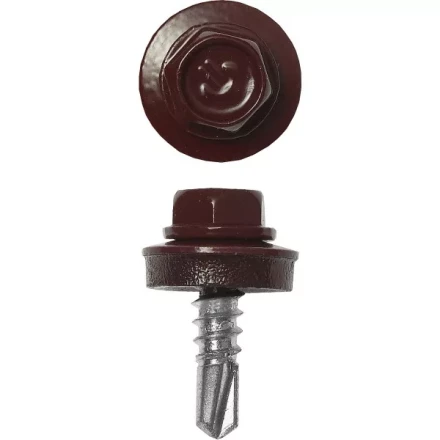 Саморезы ЗУБР &quot;ПРОФЕССИОНАЛ&quot; окраш., RAL 3005 темно-красн., для крепл. кров. матер. к металл. констр., 5.5x25мм, 420шт 4-300315-55-025-3005 купить в Уфе