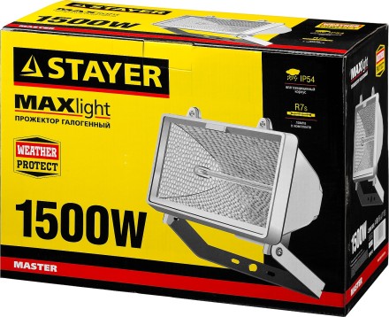Прожектор STAYER &quot;MASTER&quot; MAXLight галогенный, с дугой крепления под установку, белый, 1500Вт 57107-W купить в Уфе