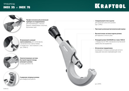 Труборезы KRAFTOOL для труб из нержавеющей стали 23935 купить в Уфе