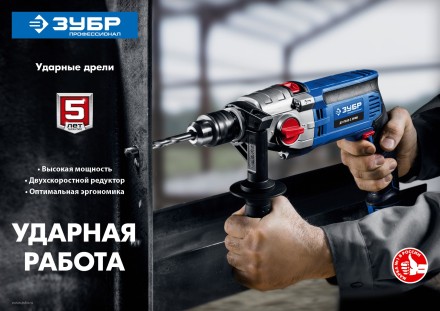 Дрель ударная двухскоростная + кейс ДУ-П850-2 ЭРМК серия ПРОФЕССИОНАЛ купить в Уфе