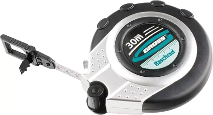 Рулетка геодезическая 30 м х 13 мм GROSS закр. корп. металл. лента нейлон двуст. Шкала 31252 купить в Уфе