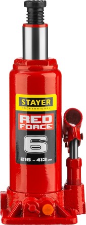 Домкрат гидравлический бутылочный &quot;RED FORCE&quot;, 6т, 216-413 мм, в кейсе, STAYER 43160-6-K 43160-6-K_z01 купить в Уфе