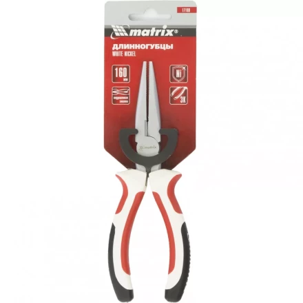 Длинногубцы White Nickel 160 мм прямые никелированные трехкомпонентные рукоятки MATRIX 17188 купить в Уфе