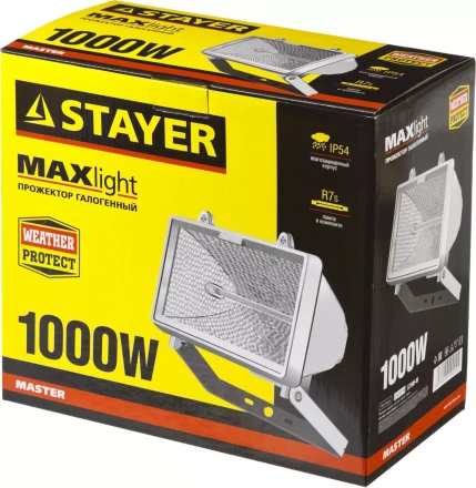 Прожектор STAYER "MASTER" MAXLight галогенный, с дугой крепления под установку, белый, 1000Вт 57105-W купить в Уфе