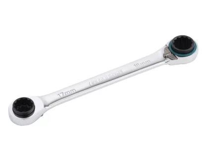 Набор ключей накидных с трещоткой, 8 - 19 мм, 2 шт., многоразмерные, реверсивные, CrV GROSS 14893 купить в Уфе