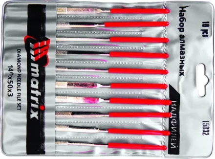 Набор надфилей алмазных 140х50х3 10 штук MATRIX 15832 купить в Уфе