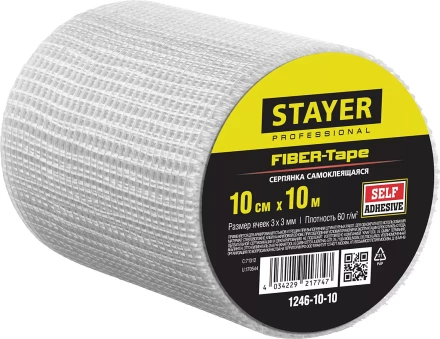 Серпянка самоклеящаяся FIBER-Tape, 10 см х 10м, STAYER Professional 1246-10-10 1246-10-10 купить в Уфе
