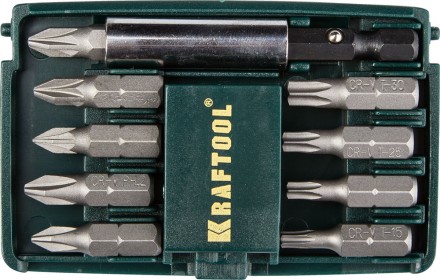 Набор бит &quot;COMPACT-10&quot; с магнитным адаптером, KRAFTOOL 26130-H10, в мини бит-боксе, 10 предметов 26130-H10 купить в Уфе