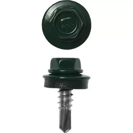 Саморезы ЗУБР &quot;ПРОФЕССИОНАЛ&quot; окраш., RAL 6005 зелен. насыщен., для крепл. кров. матер. к металл. констр., 5.5x25мм, 420шт 4-300315-55-025-6005 купить в Уфе