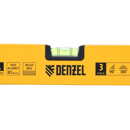 Уровень алюминиевый Denzel 33692, магнит, фрезерованный, 3 глазка (1 зеркал.), 0,5 мм/м, 800 мм купить в Уфе