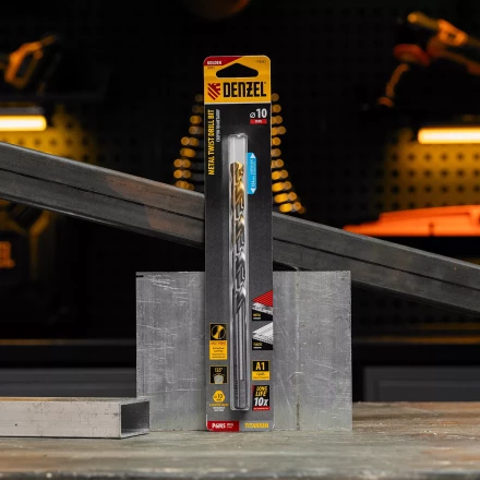 Сверло спиральное по металлу Denzel, 10 х 184 мм, Р6М5, Golden Tip, удлиненное 718263 купить в Уфе