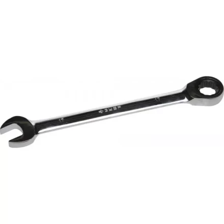 Ключ ЗУБР &quot;ПРОФИ&quot; гаечный комбинированный трещоточный, Cr-V сталь, хромированный, 17мм 27074-17 купить в Уфе