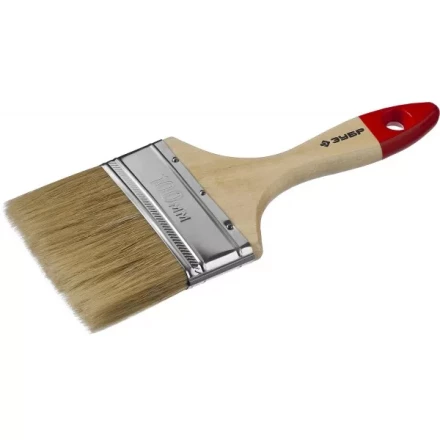 Кисть плоская  ЗУБР &quot;УНИВЕРСАЛ-МАСТЕР&quot;, натуральная щетина, деревянная ручка, 100мм 4-01003-100 купить в Уфе
