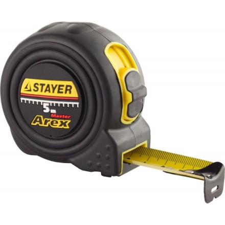 Рулетка STAYER &quot;PROFI&quot; &quot;AREX&quot;, двухкомпонентный противоударный корпус, упрочненное полотно, 5м/25мм 3410-05-25_z01 купить в Уфе