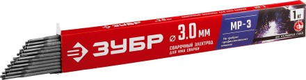 ЗУБР Д 3.0 х 350 мм, 1 кг в коробке, МР-3 рутиловый, электрод сварочный (40011-3.0) купить в Уфе