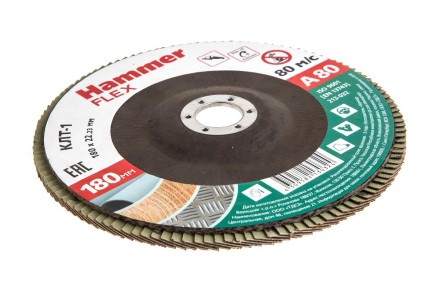 Круг Лепестковый Торцевой (КЛТ) HAMMER КЛТ 1 Ф180х22 Р80 213-032 купить в Уфе