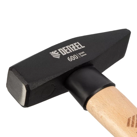 Молоток слесарный, 600 г Denzel, кованый квадратный боек, буковая рукоятка, 10431 купить в Уфе