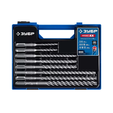 ЗУБР ПРОФИ-4Х 8 шт: 5/6х110, 6/8/10х160, 8/10/12х210 мм, набор SDS-plus буров (29313-H8-1) купить в Уфе