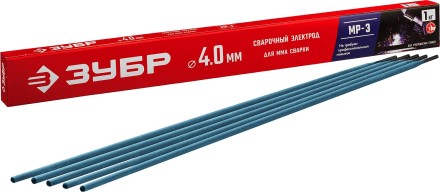 ЗУБР Д 4.0 х 450 мм, 1 кг в коробке, МР-3 рутиловый, электрод сварочный (40011-4.0) купить в Уфе
