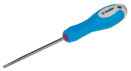 Отвертка ЗУБР, Cr-V сталь, трехкомпонентная рукоятка, цветовая индикация типа шлица, SL, 2,5x63мм 25251-2.5-063 купить в Уфе