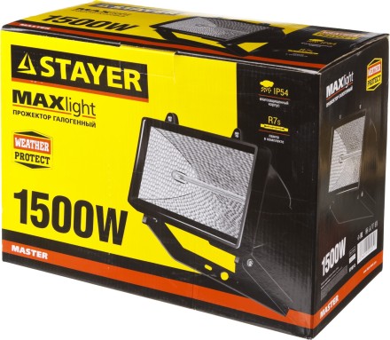 Прожектор STAYER &quot;MASTER&quot; MAXLight галогенный, с дугой крепления под установку, черный, 1500Вт 57107-B купить в Уфе