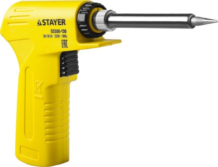 Паяльник с пистолетной пластмассовой рукояткой, STAYER &quot;PROFI&quot; PROTerm, 55308-130, 30 - 130 Вт, с керамическим нагревательным элементом 55308-130 купить в Уфе