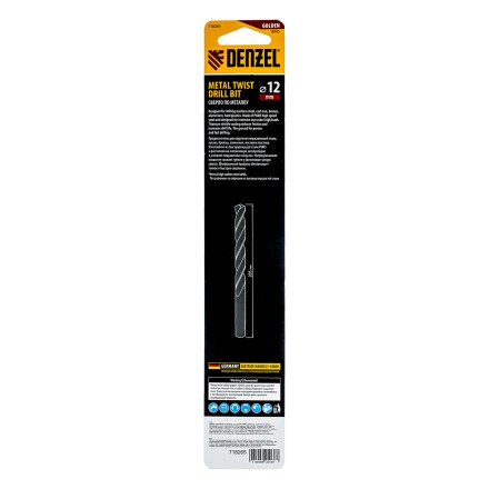 Сверло спиральное по металлу Denzel 12 x 205 мм, Р6М5, Golden Tip, удлиненное 718265 купить в Уфе