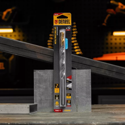 Сверло спиральное по металлу Denzel 12 x 205 мм, Р6М5, Golden Tip, удлиненное 718265 купить в Уфе