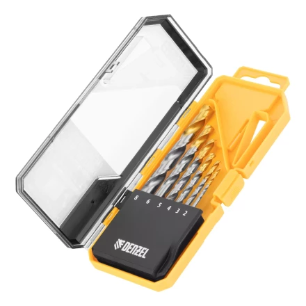 Набор сверл по металлу Denzel, 2-8мм, Р6М5-TiN, Golden Tip, 6 шт, 723000 купить в Уфе