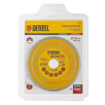 Диск алмазный отрезной сплошной 150 х 22,2 мм мокрая резка DENZEL артикул 73126 купить в Уфе