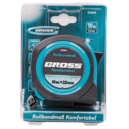 Рулетка Komfortabel 10 м х 25 мм обрезиненный корпус Gross 32564 купить в Уфе