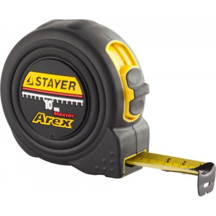 Рулетка STAYER &quot;PROFI&quot; &quot;AREX&quot;, двухкомпонентный противоударный корпус, упрочненное полотно, 10м/25мм 3410-10_z01 купить в Уфе