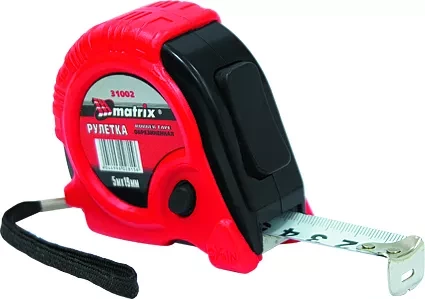 Рулетка Rubber 5 м х 19 мм обрезиненный корпус  MATRIX 31002 купить в Уфе